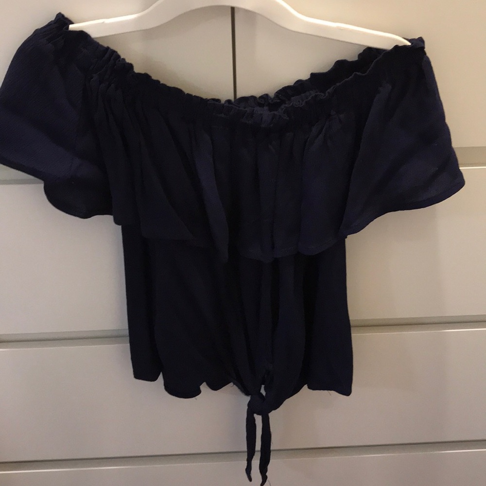 navy off shoulder top